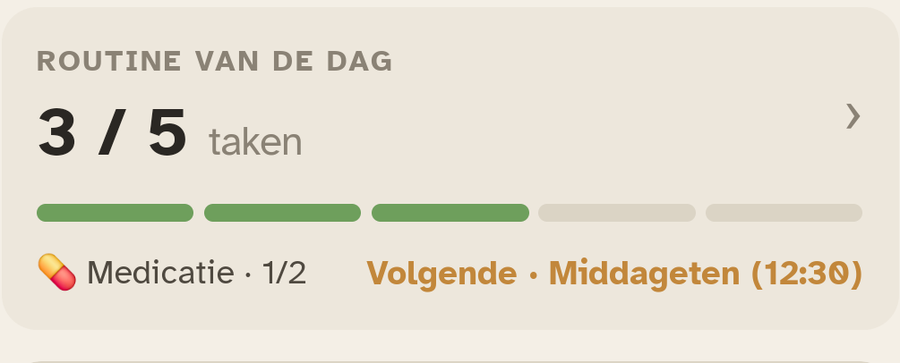Het blok « Routine van de dag » in Ally Companion: de voortgang van de taken van de dag.