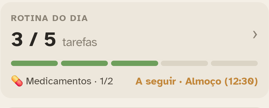 O bloco «Rotina do dia» do Ally Companion: o progresso das tarefas do dia.